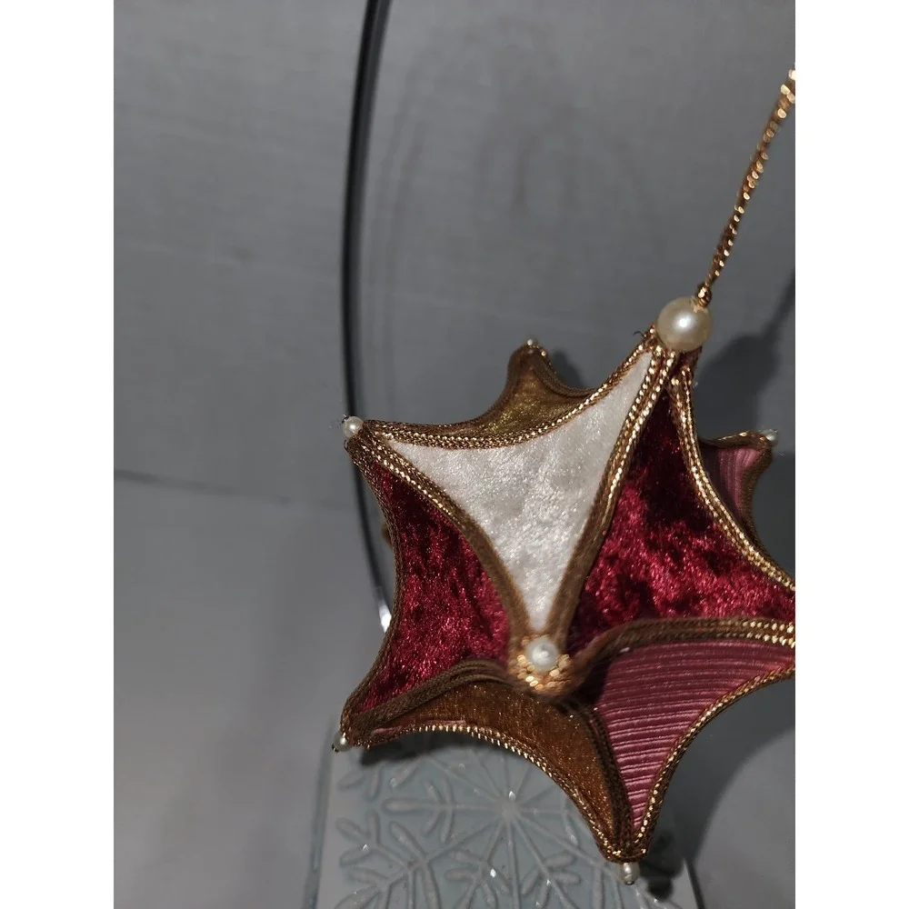 Vintage Handmade Christmas Tree Star Ornament fabrics‎ gold trim